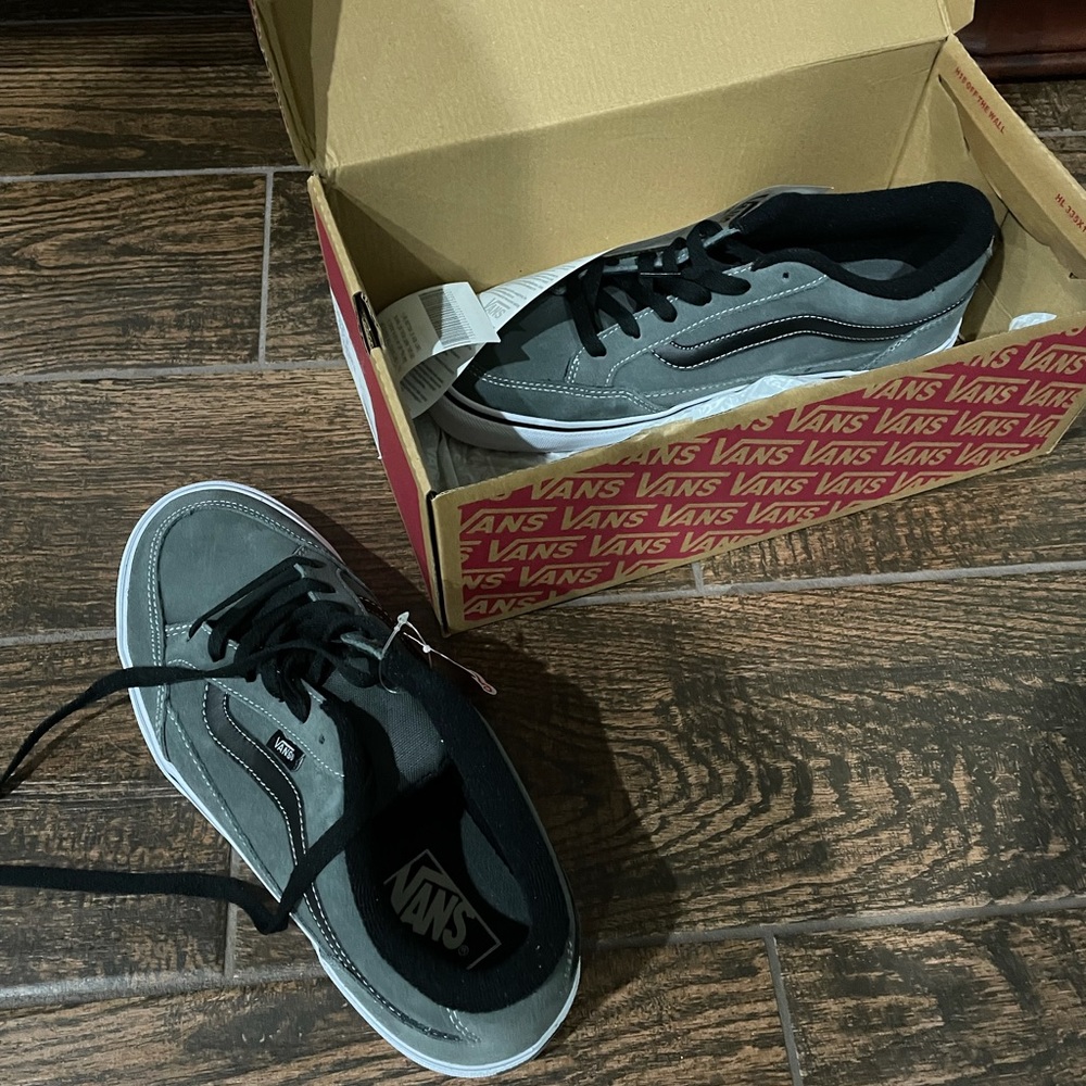 Brand new gray/black suede Vans!